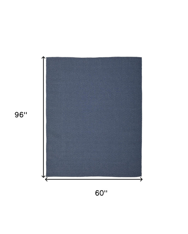 Homeroots 5' X 8' Blue Hand Woven Area Rug Blue Polypropylene 567767