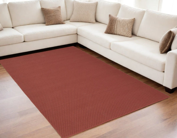 HomeRoots 5' Hand-Woven Red Area Rug - Timeless Style, Durable & Stain-Resistant for Family Living Spaces 5' X 8' 567790