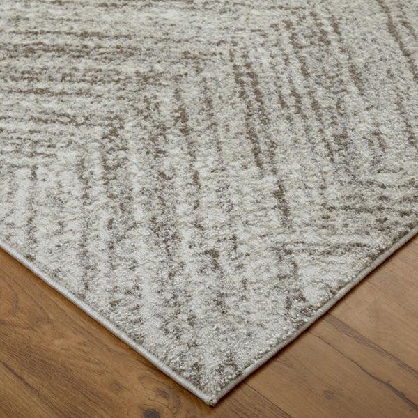 HomeRoots 4' Ivory and Brown Geometric Power Loom Area Rug - Modern, Durable Accent for Any Room Decor 4' X 6' 567795