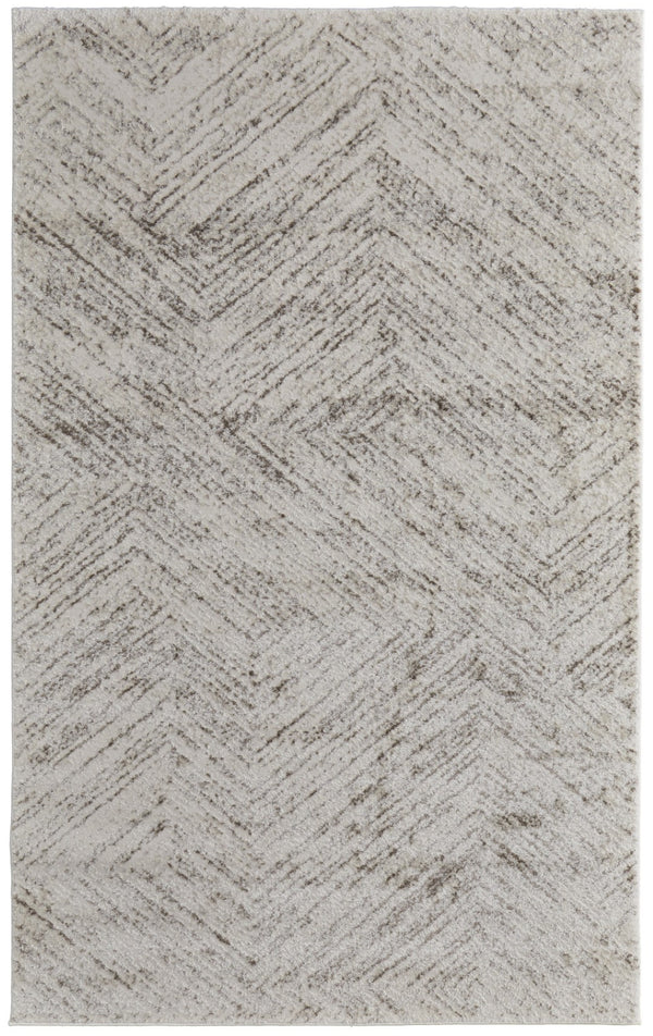 HomeRoots 4' Ivory and Brown Geometric Power Loom Area Rug - Modern, Durable Accent for Any Room Decor 4' X 6' 567795