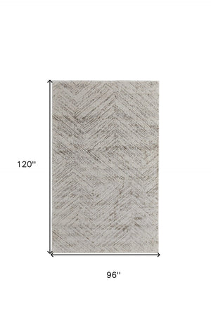 HomeRoots 4' Ivory and Brown Geometric Power Loom Area Rug - Modern, Durable Accent for Any Room Decor 8' X 10' 567797