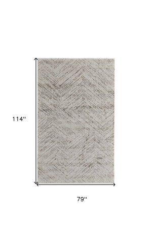 HomeRoots 4' Ivory and Brown Geometric Power Loom Area Rug - Modern, Durable Accent for Any Room Decor 7' X 10' 567798