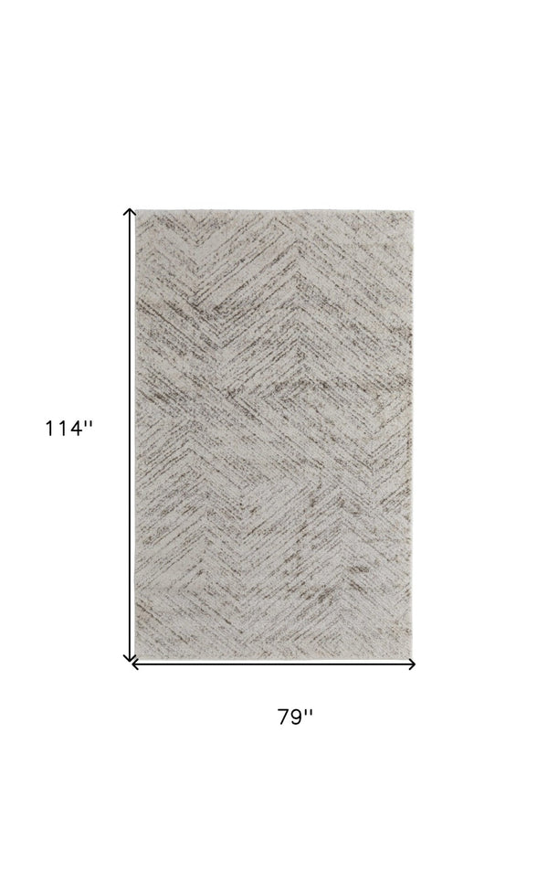 HomeRoots 4' Ivory and Brown Geometric Power Loom Area Rug - Modern, Durable Accent for Any Room Decor 7' X 10' 567798