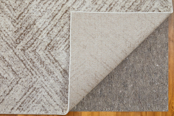 HomeRoots 4' Ivory and Brown Geometric Power Loom Area Rug - Modern, Durable Accent for Any Room Decor 7' X 10' 567798