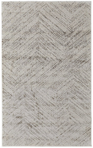 HomeRoots 4' Ivory and Brown Geometric Power Loom Area Rug - Modern, Durable Accent for Any Room Decor 9' X 12' 567799