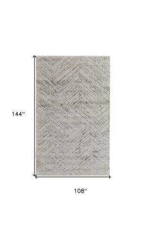 HomeRoots 4' Ivory and Brown Geometric Power Loom Area Rug - Modern, Durable Accent for Any Room Decor 9' X 12' 567799