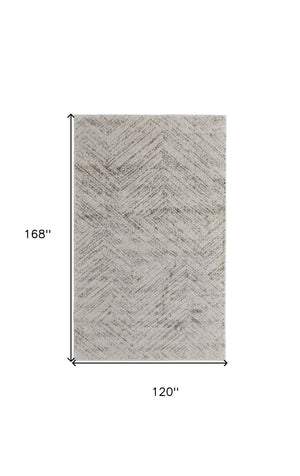 HomeRoots 4' Ivory and Brown Geometric Power Loom Area Rug - Modern, Durable Accent for Any Room Decor 10' X 14' 567800