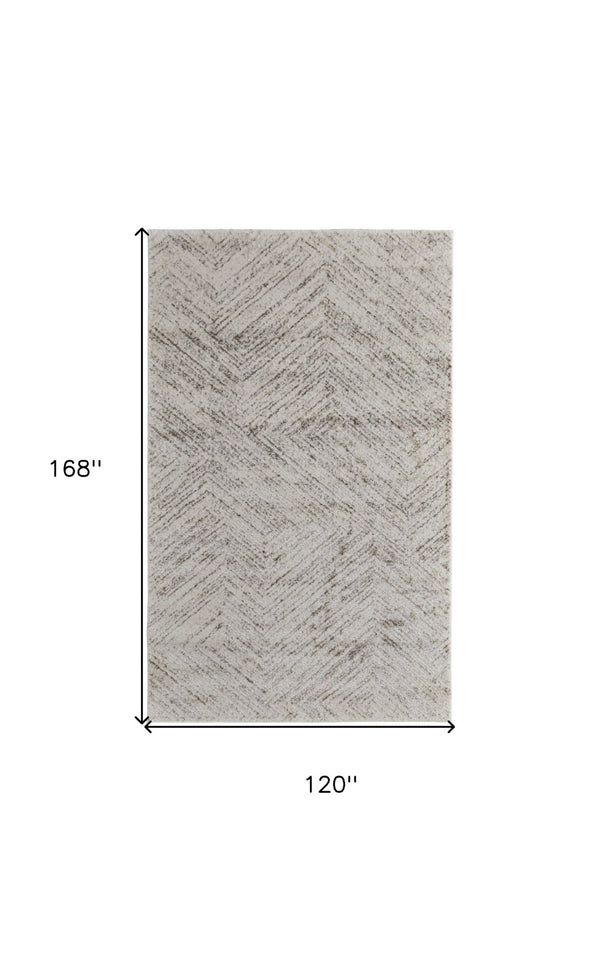 HomeRoots 4' Ivory and Brown Geometric Power Loom Area Rug - Modern, Durable Accent for Any Room Decor 10' X 14' 567800