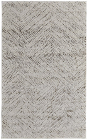 HomeRoots 4' Ivory and Brown Geometric Power Loom Area Rug - Modern, Durable Accent for Any Room Decor 10' X 14' 567800