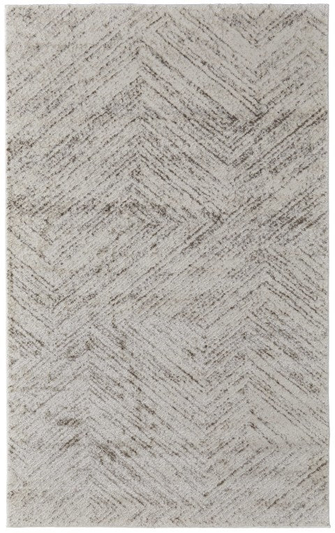Homeroots 12' Premium Ivory And Brown Geometric Area Rug - Stain Resistant, Durable, Perfect For Kids & Pets Ivory Polypropylene 567801