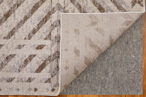 HomeRoots 4' Modern Ivory and Brown Geometric Area Rug - Stain Resistant, Easy Care for High-Traffic Spaces 12' X 15' 567809