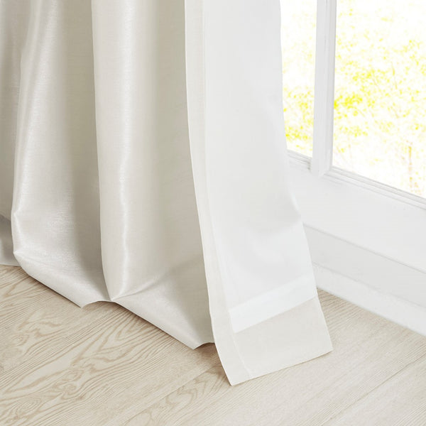 English Elm Twist Faux Silk Lined Window Curtain Panel with Twist Tab Top for Privacy and Luxe Sheen, 50x120 White 2.95 L x 10.04 W x 10.24 H B03598110