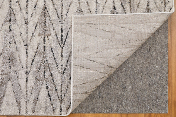 HomeRoots 4' Stylish Ivory and Brown Geometric Area Rug - Soft, Durable, Stain-Resistant for High-Traffic Spaces 7' X 10' 567822