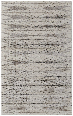 HomeRoots 4' Stylish Ivory and Brown Geometric Area Rug - Soft, Durable, Stain-Resistant for High-Traffic Spaces 10' X 14' 567824