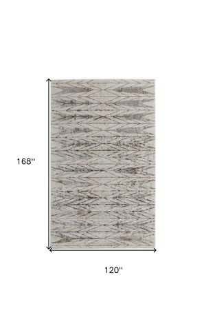HomeRoots 4' Stylish Ivory and Brown Geometric Area Rug - Soft, Durable, Stain-Resistant for High-Traffic Spaces 10' X 14' 567824