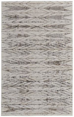 HomeRoots 4' Stylish Ivory and Brown Geometric Area Rug - Soft, Durable, Stain-Resistant for High-Traffic Spaces 10' X 14' 567824