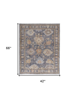 HomeRoots 4' Hand-Knotted Oriental Area Rug in Worn Blue-Gray and Tan – Durable, Stain-Resistant Beauty 4' X 6' 567827