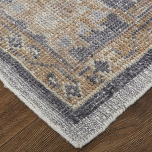 HomeRoots 4' Hand-Knotted Oriental Area Rug in Worn Blue-Gray and Tan – Durable, Stain-Resistant Beauty 4' X 6' 567827