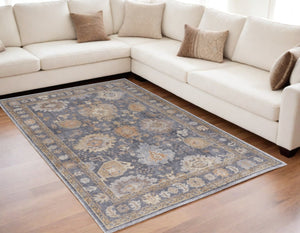 HomeRoots 4' Hand-Knotted Oriental Area Rug in Worn Blue-Gray and Tan – Durable, Stain-Resistant Beauty 5' X 8' 567828