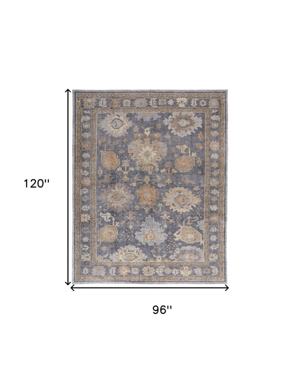 HomeRoots 4' Hand-Knotted Oriental Area Rug in Worn Blue-Gray and Tan – Durable, Stain-Resistant Beauty 8' X 10' 567829