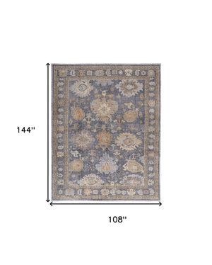 HomeRoots 4' Hand-Knotted Oriental Area Rug in Worn Blue-Gray and Tan – Durable, Stain-Resistant Beauty 9' X 12' 567830