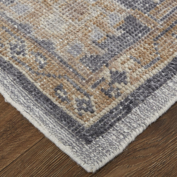 HomeRoots 4' Hand-Knotted Oriental Area Rug in Worn Blue-Gray and Tan – Durable, Stain-Resistant Beauty 9' X 12' 567830