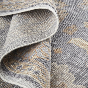 HomeRoots 4' Hand-Knotted Oriental Area Rug in Worn Blue-Gray and Tan – Durable, Stain-Resistant Beauty 9' X 12' 567830