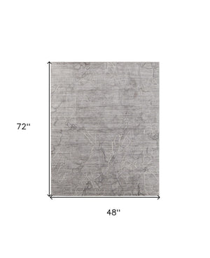 HomeRoots 4' Gray and Ivory Abstract Handwoven Area Rug - Elegant, Soft Wool-Blend for Timeless Home Decor 4' X 6' 567833