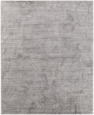 HomeRoots 4' Gray and Ivory Abstract Handwoven Area Rug - Elegant, Soft Wool-Blend for Timeless Home Decor 4' X 6' 567833
