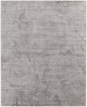 HomeRoots 4' Gray and Ivory Abstract Handwoven Area Rug - Elegant, Soft Wool-Blend for Timeless Home Decor 4' X 6' 567833