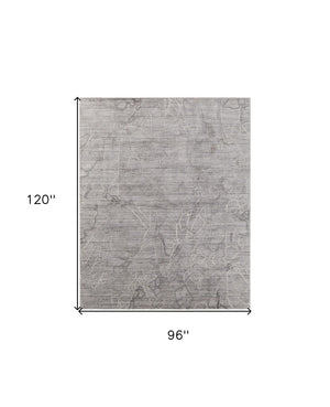 HomeRoots 4' Gray and Ivory Abstract Handwoven Area Rug - Elegant, Soft Wool-Blend for Timeless Home Decor 8' X 10' 567835