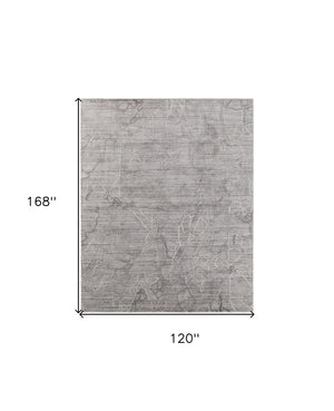 HomeRoots 4' Gray and Ivory Abstract Handwoven Area Rug - Elegant, Soft Wool-Blend for Timeless Home Decor 10' X 14' 567837