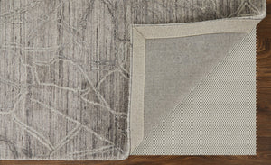 HomeRoots 4' Gray and Ivory Abstract Handwoven Area Rug - Elegant, Soft Wool-Blend for Timeless Home Decor 10' X 14' 567837