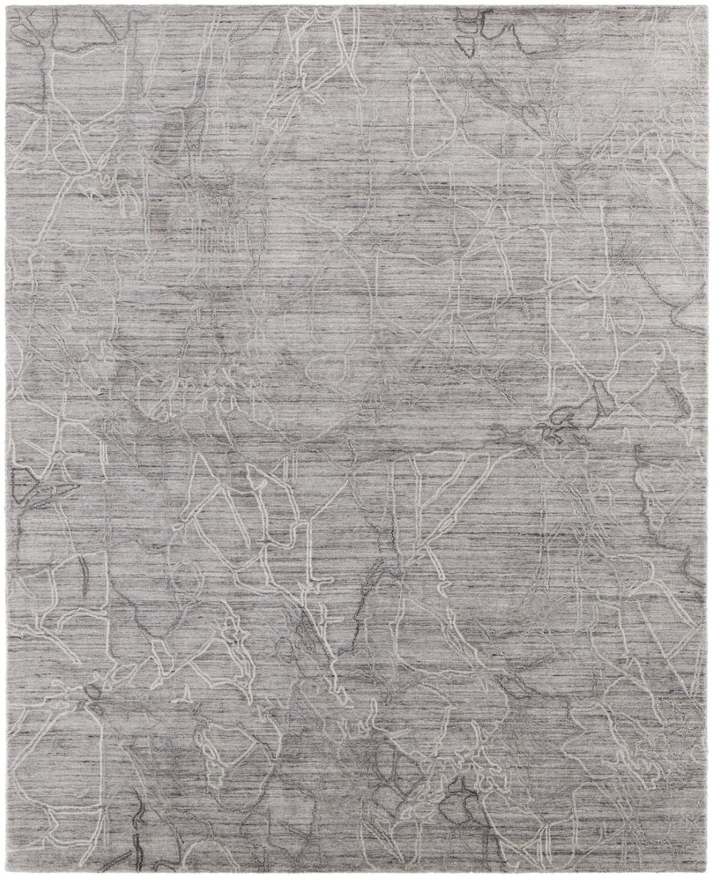 HomeRoots 4' Gray and Ivory Abstract Handwoven Area Rug - Elegant, Soft Wool-Blend for Timeless Home Decor 10' X 14' 567837