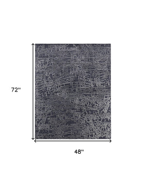 Homeroots 4' X 6' Black Gray And Ivory Abstract Hand Woven Area Rug Black Wool Blend 567839