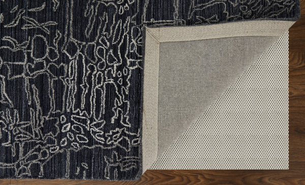 Homeroots 4' X 6' Black Gray And Ivory Abstract Hand Woven Area Rug Black Wool Blend 567839