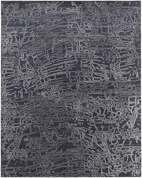 Homeroots 4' X 6' Black Gray And Ivory Abstract Hand Woven Area Rug Black Wool Blend 567839