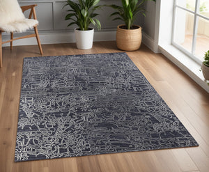 Homeroots 4' X 6' Black Gray And Ivory Abstract Hand Woven Area Rug Black Wool Blend 567839