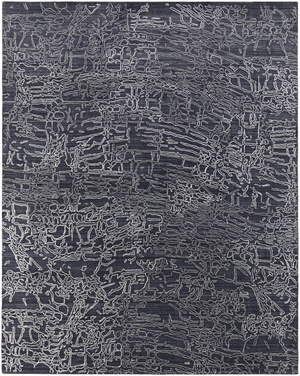 Homeroots 4' X 6' Black Gray And Ivory Abstract Hand Woven Area Rug Black Wool Blend 567839