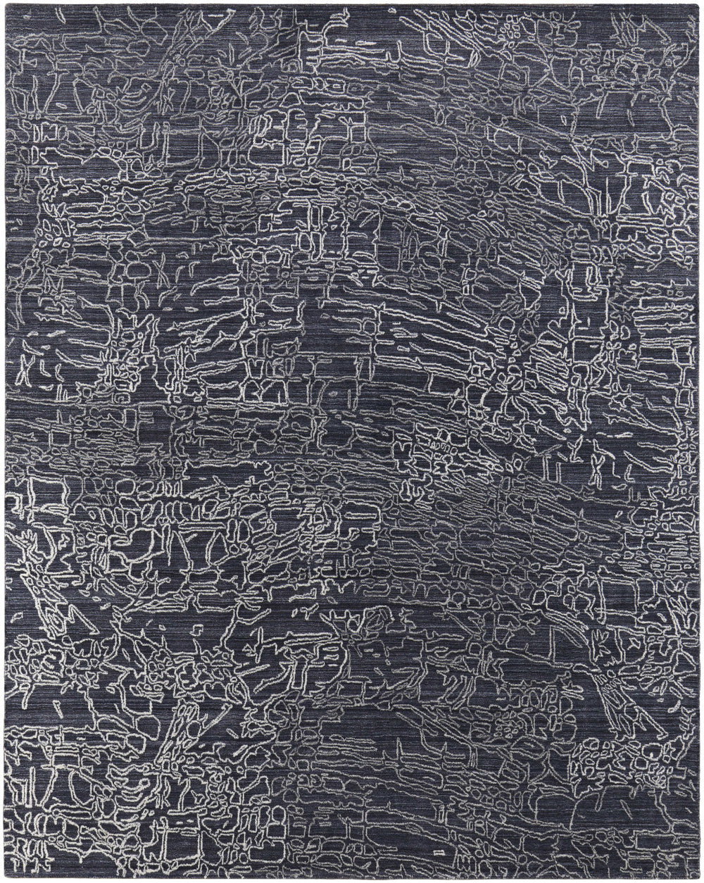 Homeroots 8' X 10' Black Gray And Ivory Abstract Hand Woven Area Rug Black Wool Blend 567841