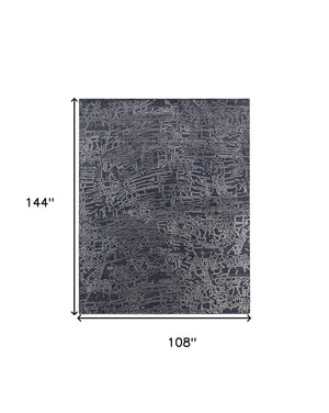 Homeroots 9' X 12' Black Gray And Ivory Abstract Hand Woven Area Rug Black Wool Blend 567842