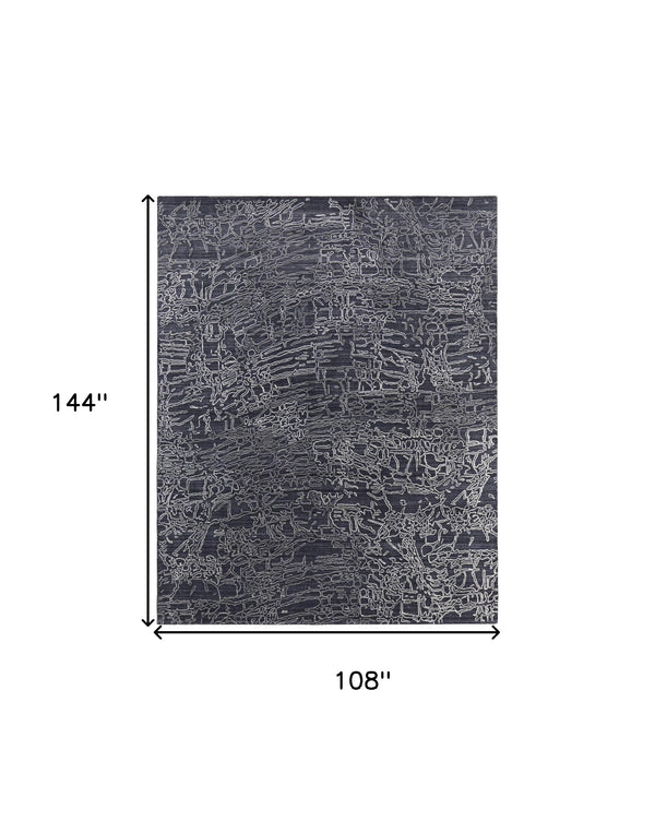 Homeroots 9' X 12' Black Gray And Ivory Abstract Hand Woven Area Rug Black Wool Blend 567842