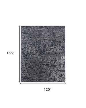 Homeroots 10' X 14' Black Gray And Ivory Abstract Hand Woven Area Rug Black Wool Blend 567843