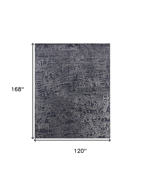 Homeroots 10' X 14' Black Gray And Ivory Abstract Hand Woven Area Rug Black Wool Blend 567843