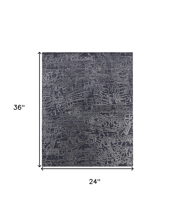 Homeroots 2' X 3' Black Gray And Ivory Abstract Hand Woven Area Rug Black Wool Blend 567844