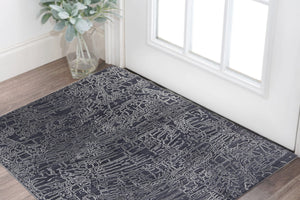 Homeroots 2' X 3' Black Gray And Ivory Abstract Hand Woven Area Rug Black Wool Blend 567844
