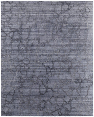 HomeRoots 4' Gray and Blue Abstract Hand-Woven Area Rug – Artisan Crafted, Soft Wool-Blend, Modern Design 5' X 8' 567846