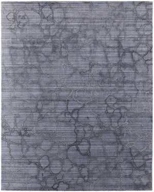 HomeRoots 4' Gray and Blue Abstract Hand-Woven Area Rug – Artisan Crafted, Soft Wool-Blend, Modern Design 5' X 8' 567846