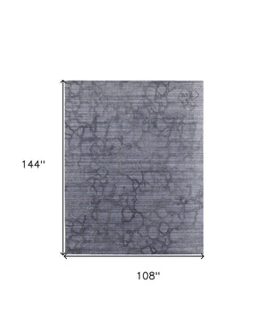 HomeRoots 4' Gray and Blue Abstract Hand-Woven Area Rug – Artisan Crafted, Soft Wool-Blend, Modern Design 9' X 12' 567848