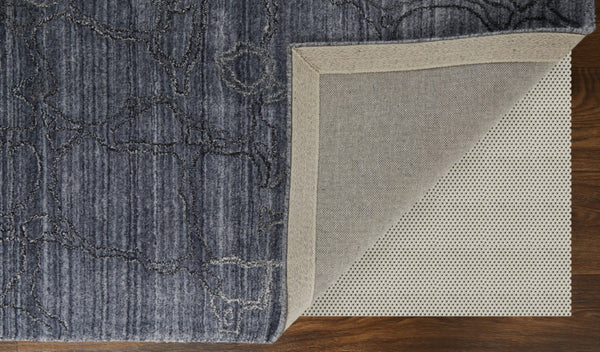 HomeRoots 4' Gray and Blue Abstract Hand-Woven Area Rug – Artisan Crafted, Soft Wool-Blend, Modern Design 10' X 14' 567849